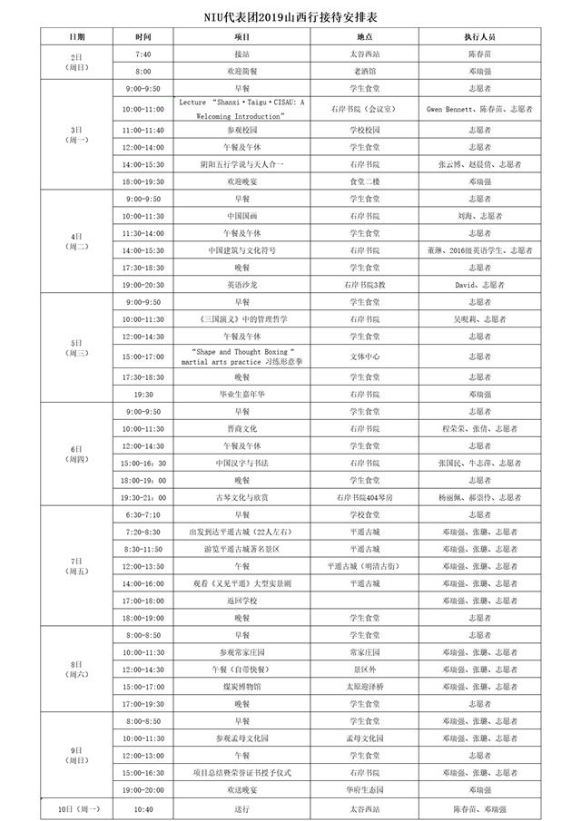 关于组织开展0638太阳集团官网2019年NIU国际交流代表团来访志愿者招募通知